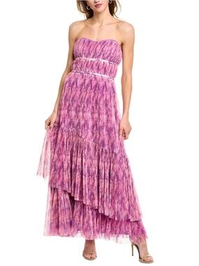 Hutch Pink Purple Pleated Tulle Strapless Fairycore Maxi Dress NWT Size 12